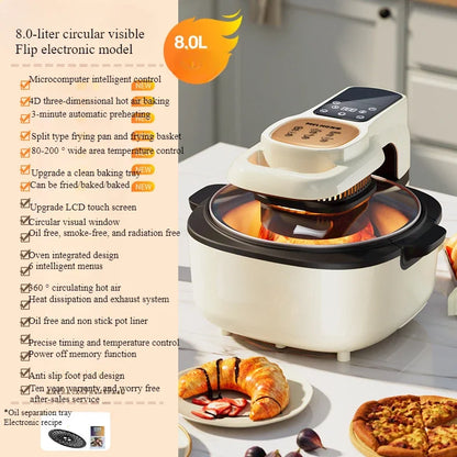 220V Kitchen Technology Air Fryer Home Integrated Fryer  Light Fat Low Oil Frying Multifunction Electric Oven Visual