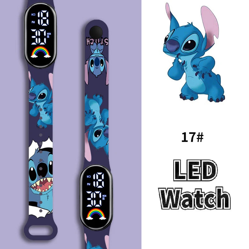 Disney Cartoon Stitch Children Watches Girls Fashion Bracelet LED Women Watch Kids Electronic Digital Waterproof Clock