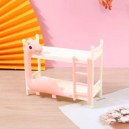 Doll Children Play House For Barbie Doll Accessories Simulation European Furniture Princess Double Bed With Stairs Toys