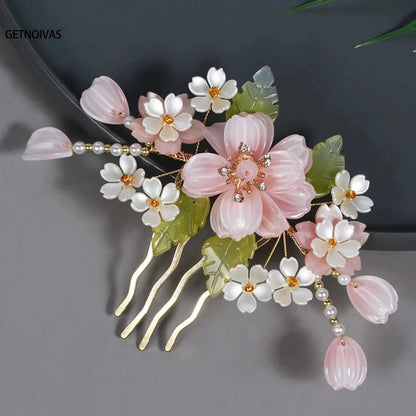 Chinese Hanfu Hair Accessories Set Hair Clip Hairpins Haircomb Bridal Headdress Retro Wedding Hair Accessories Headwear Gift