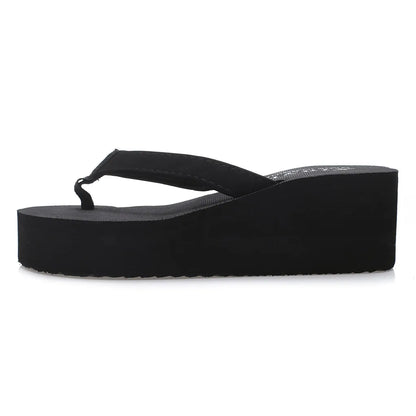 Women'S Fashionable And Casual Non-Slip Wedge Beach Shoes And Slippers Shoes 2024 Ladies' Thick Soled Trendy Flip Flops