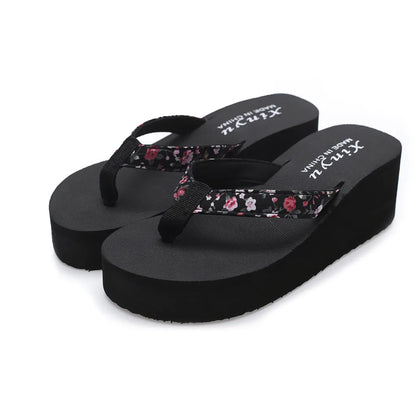 Women'S Fashionable And Casual Non-Slip Wedge Beach Shoes And Slippers Shoes 2024 Ladies' Thick Soled Trendy Flip Flops