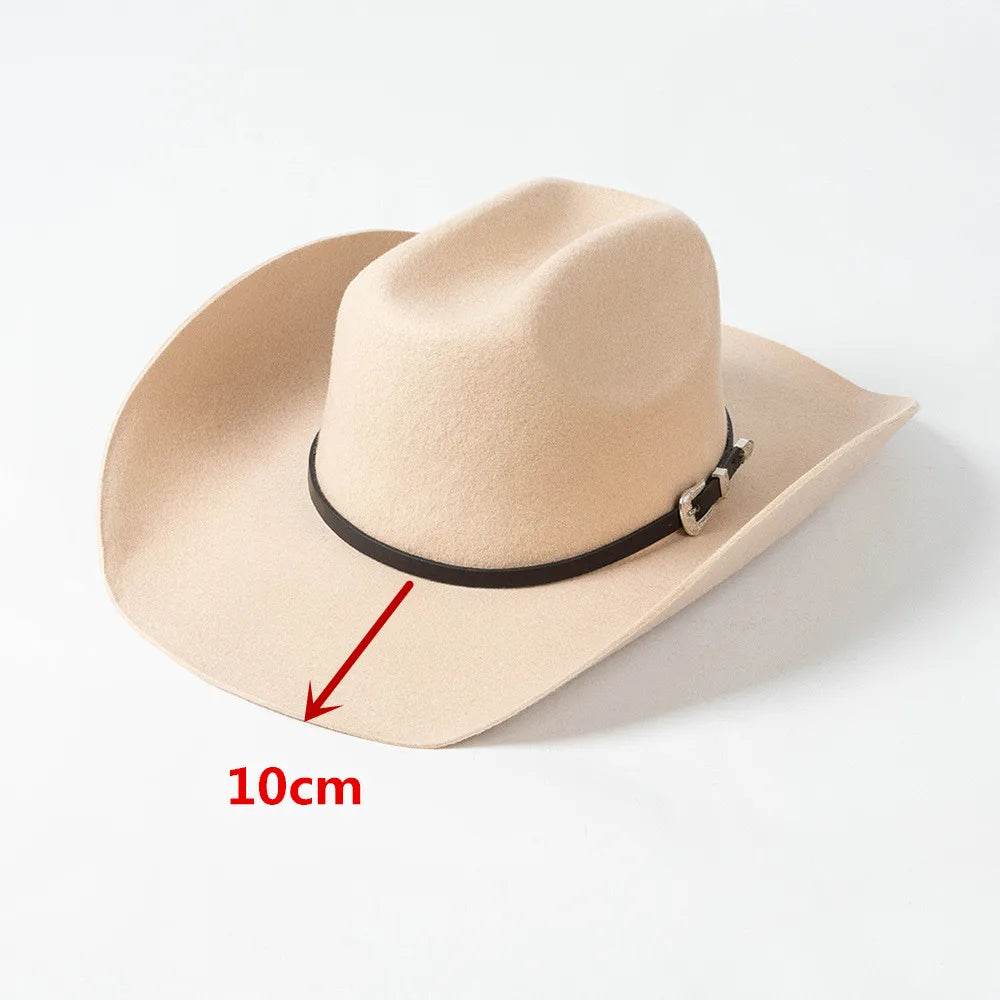 202308-hh2076b  chic ins winter wool felt pu belt  Britain Classic Stetson fedoras cap  men women leisure panama jazz hat