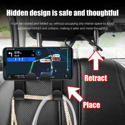 Double Head Phone Hanger 1/2pcs Multifunctional Car Seat Back HookHeadrest Hanging Bag Storage Hanger Car Interior Accessories