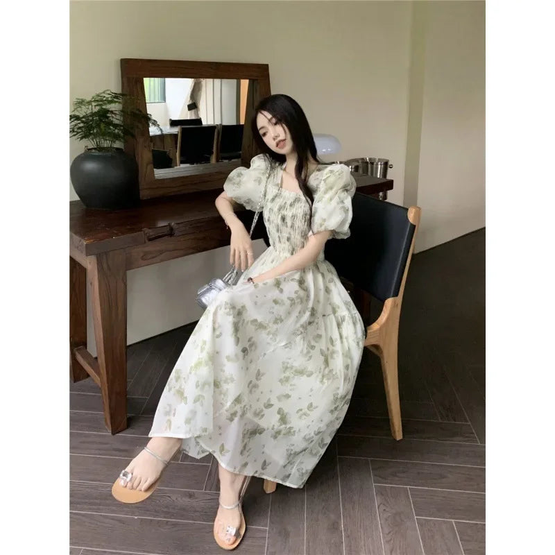 2024 Summer New Women's Student White Pile Up Skirt Umbrella Skirt High Waist Medium Length A- Line Skirt Long Dress