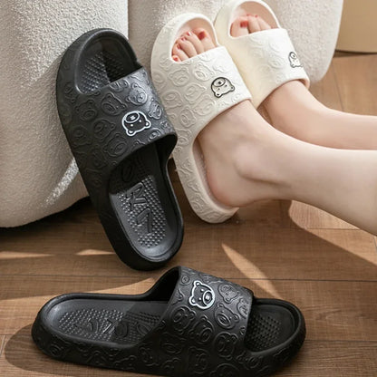 New Fashion Summer Couple Cosy Flat Slides Lithe Thin Soft Sole Sandals For Women Men Slippers Gent Shoes Home Indoor Flip Flops