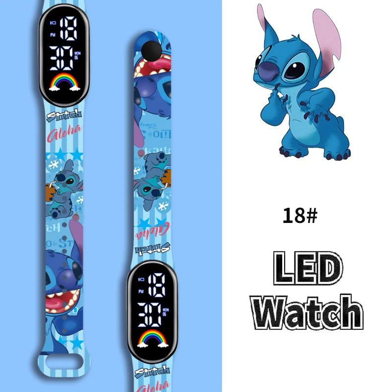 Disney Cartoon Stitch Children Watches Girls Fashion Bracelet LED Women Watch Kids Electronic Digital Waterproof Clock