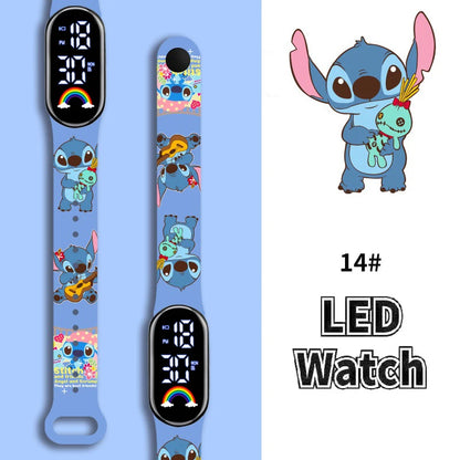 Disney Cartoon Stitch Children Watches Girls Fashion Bracelet LED Women Watch Kids Electronic Digital Waterproof Clock