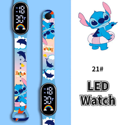 Disney Cartoon Stitch Children Watches Girls Fashion Bracelet LED Women Watch Kids Electronic Digital Waterproof Clock