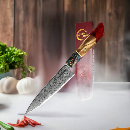 5.5 Inch Utility Knife Japanese Damascus AUS-10 Steel Kitchen Knives Ultra Sharp High Carbon Meat Slicing Cutter Grandsharp